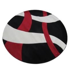 Tappeto Moderno Rotondo 160x160 Cm. Mod. Twist Carvino Rosso/Nero H727