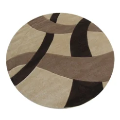 Tappeto Moderno Rotondo 160x160 Cm. Mod. Twist Carvino Beige/Marrone H729