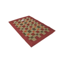 TAPPETO MODERNO IN CINIGLIA TWINS ISLAND 100 X 140 Cm ART. QUADRETTI CARPET RED