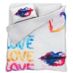 Parure Copripiumino Stampa Digitale Totale Matrimoniale Chiara In Cotone L159