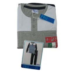 PIGIAMA FRUTTA UOMO PRIMAVERA ESTATE COTONE MANICA LUNGA M/L/XL/XXL GRIGIO F504 -Articoli Per La Casa 20140723172132 f504 2 2