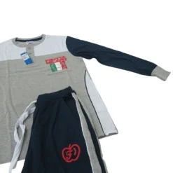 PIGIAMA FRUTTA UOMO PRIMAVERA ESTATE COTONE MANICA LUNGA M/L/XL/XXL GRIGIO F504 -Articoli Per La Casa 20140723172132 f504 4 2