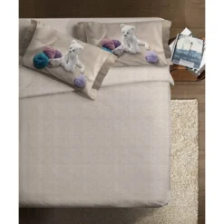 Parure Copripiumino Matrimoniale Cotone Fine Art Gattino Stampa Digitale L623