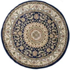 Tappeto Classico Rotondo Art. Obama 160x160 Cm Navy Blu M392
