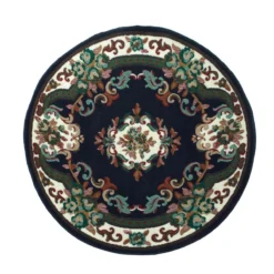 Tappeto Chinese Garden Rotondo 160x160 Cm. Color Navy Blu Dis. 2038 M401