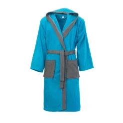 Accappatoio Adulto Bicolor Di Morbidissimi In Spugna 400 Gr/mq Y780 -Articoli Per La Casa accappatoio adulto bicolor morbidissimi turchese grigio 6