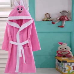Accappatoio Bambino/a Coniglietto In Spugna Di Cotone - Da 1 A 10 Anni K923 -Articoli Per La Casa accappatoio bimbo bambino coniglietto in spugna di cotone rosa 5