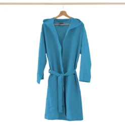 Accappatoio Adulto Microfibra Con Cappuccio + Borsa Uomo Donna, Colori Vari V851 -Articoli Per La Casa accappatoio microfibra unisex adulto con cappuccio e borsa celeste 4