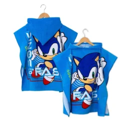Accappatoio Poncho Sonic The Hedgehog In Spugna Taglia Unica J685