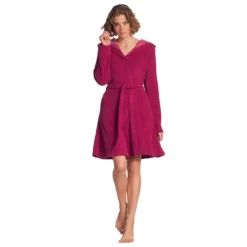 Accappatoio Con Cappuccio Jana Di Vossen Donna In Spugna R503 -Articoli Per La Casa accappatoio con cappuccio jana vossen donna in spugna cranberry