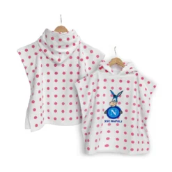 Accappatoio Poncho SSC Napoli Ufficiale Per Bambino Spugna - Taglia Unica T913 -Articoli Per La Casa accappatoio poncho ssc napoli spugna fronte retro rosa