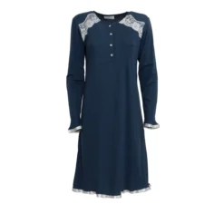 Camicia Da Notte Brenda Di Toscana Lingerie In Cotone S342 -Articoli Per La Casa camicia da notta in cotone toscana lingerie brenda blu