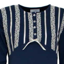 Camicia Da Notte Firenze Di Toscana Lingerie Caldo Cotone R444 -Articoli Per La Casa camicia da notte toscana lingerie firenze dettaglio blu