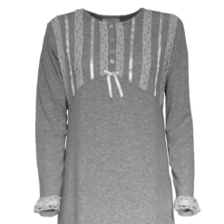 Camicia Da Notte Firenze Di Toscana Lingerie Caldo Cotone R444 -Articoli Per La Casa camicia da notte toscana lingerie firenze dettaglio grigio