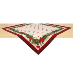 Centrotavola Natalizio Chalet In Puro Cotone 90x90 Cm K844