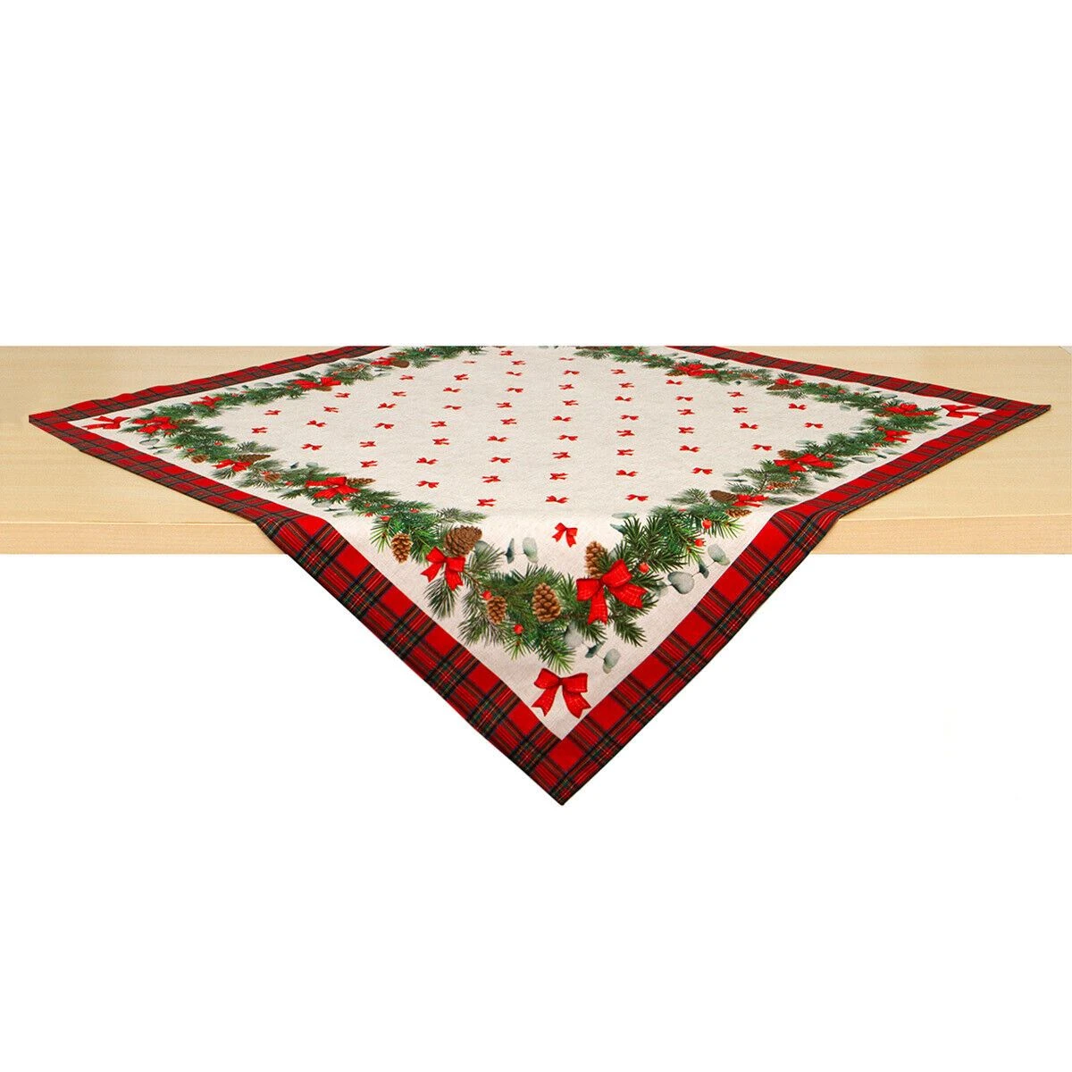 Centrotavola Natalizio Chalet In Puro Cotone 90x90 Cm K844 1 Centrotavola Natalizio Chalet In Puro Cotone 90x90 Cm K844