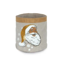 Cestino Portapane Natalizio Siberie Santa Claus In Puro Cotone X098