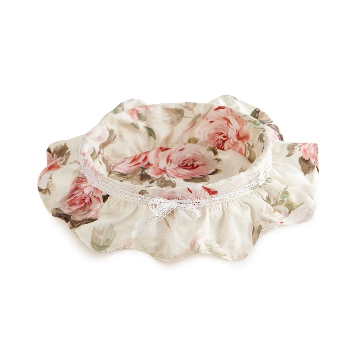 Cestino Portapane Rose In Cotone Con Pizzo Y805 2 Cestino Portapane Rose In Cotone Con Pizzo Y805 - immagine 2