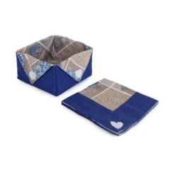 Cestino Portapane + Tovagliolo Shabby Di Morbidissimi T967 -Articoli Per La Casa cestino portapane con tovagliolo shabby di morbidissimi blu