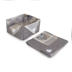 Cestino Portapane + Tovagliolo Shabby Di Morbidissimi T967 -Articoli Per La Casa cestino portapane con tovagliolo shabby di morbidissimi grigio