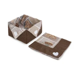 Cestino Portapane + Tovagliolo Shabby Di Morbidissimi T967 -Articoli Per La Casa cestino portapane con tovagliolo shabby di morbidissimi marrone