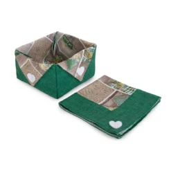 Cestino Portapane + Tovagliolo Shabby Di Morbidissimi T967 -Articoli Per La Casa cestino portapane con tovagliolo shabby di morbidissimi verde