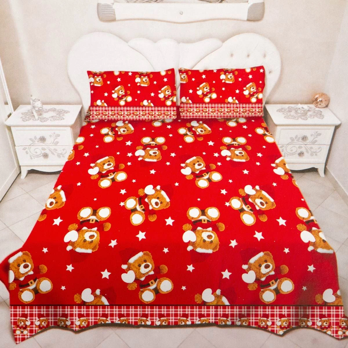 Completo Lenzuola In Flanella Natalizio Christmas Bear Matrimoniale W432 2 Completo Lenzuola In Flanella Natalizio Christmas Bear Matrimoniale W432 - immagine 2