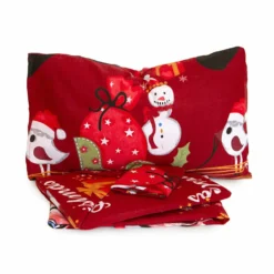 Completo Lenzuola Flanella Natalizio Christmas Matrimoniale Due Piazze Z658
