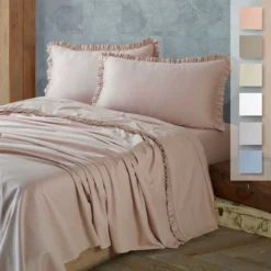 Completo Lenzuola C/rouches Ginevra Maestri Cotonieri In Raso Matrimoniale Y768