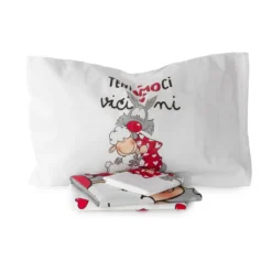 Completo Lenzuola Vicini Di Happy People In Percalle - Dimensioni Varie W617 -Articoli Per La Casa completo lenzuola in percalle teniamoci vicini happy people perla