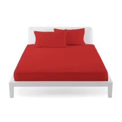 Completo Lenzuola Morbidissimi Per Letto Singolo Una Piazza Puro Cotone Q430 -Articoli Per La Casa completo lenzuola morbidissimi singolo rosso