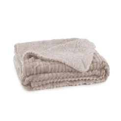 Coperta Plaid Luxury Coral E Sherpa Shade Extra Calda - Dimensioni Varie K939 -Articoli Per La Casa coperta plaid luxury coral e sherpa shade extra calda beige 2