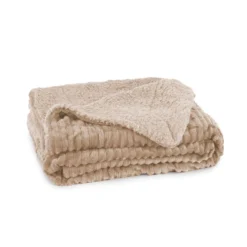 Coperta Plaid Luxury Coral E Sherpa Shade Extra Calda - Dimensioni Varie K939 -Articoli Per La Casa coperta plaid luxury coral e sherpa shade extra calda nocciola 2