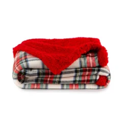 Coperta Plaid Scotland In Pile Coral E Sherpa - Dimensioni Varie J043 -Articoli Per La Casa coperta plaid scotland in pile coral e sherpa panna 2 3
