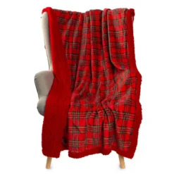Coperta Plaid Scotland In Pile Coral E Sherpa - Dimensioni Varie J043 -Articoli Per La Casa coperta plaid scotland in pile coral e sherpa rosso 3