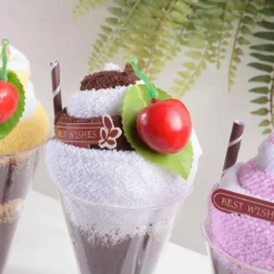 Coppa Gelato Con 2 Lavette In Spugna Di Cotone - Idea Regalo T087 -Articoli Per La Casa coppa gelato con 2 lavette 2