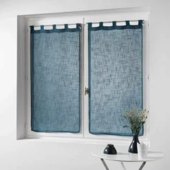 Coppia Tendine Effetto Lino Con Passanti - Dimensioni Varie Z371 -Articoli Per La Casa coppia tendine a vetro effetto lino haltona blu 3