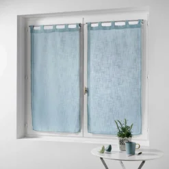Coppia Tendine Effetto Lino Con Passanti - Dimensioni Varie Z371 -Articoli Per La Casa coppia tendine a vetro effetto lino haltona celeste 3