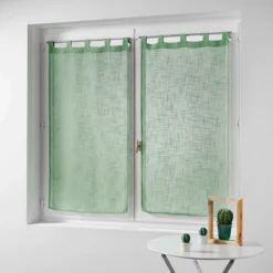 Coppia Tendine Effetto Lino Con Passanti - Dimensioni Varie Z371 -Articoli Per La Casa coppia tendine a vetro effetto lino haltona verde menta 3