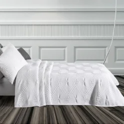 Copriletto Leggero Hexagon Di Manterol Matrimoniale J392 -Articoli Per La Casa copriletto leggero hexagon di manterol matrimoniale bianco