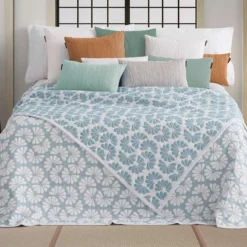 Copriletto Leggero Jacquard Japon Di Manterol Matrimoniale K070 -Articoli Per La Casa copriletto leggero japon di manterol matrimoniale celeste 1