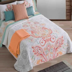 Copriletto Leggero Paisley Di Manterol Matrimoniale Y545 8 Copriletto Leggero Paisley Di Manterol Matrimoniale Y545 -Articoli Per La Casa copriletto matrimoniale con federe paisley manterol arancione 5