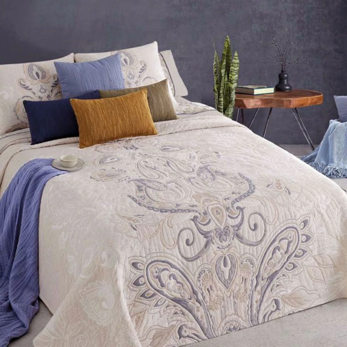 Copriletto Leggero Paisley Di Manterol Matrimoniale Y545 3 Copriletto Leggero Paisley Di Manterol Matrimoniale Y545 - immagine 3