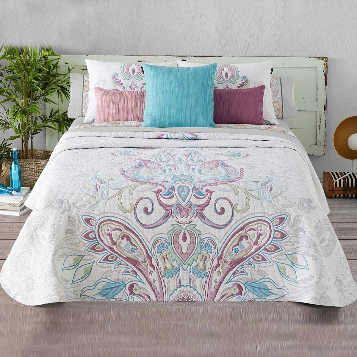 Copriletto Leggero Paisley Di Manterol Matrimoniale Y545 2 Copriletto Leggero Paisley Di Manterol Matrimoniale Y545 - immagine 2