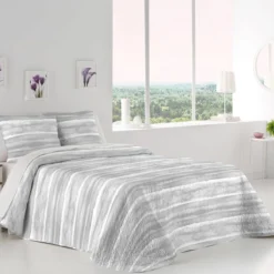 Copriletto Trapuntato Tristan Boutis Per Letto Singolo W875 -Articoli Per La Casa copriletto trapuntato boutis tristan doubleface grigio retro 1