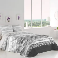 Copriletto Trapuntato Tristan Boutis Per Letto Singolo W875 -Articoli Per La Casa copriletto trapuntato boutis tristan doubleface grigio 1