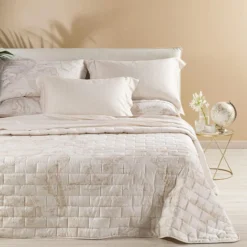 Copriletto Trapuntato Geo White Alviero Martini In Raso Matrimoniale J508