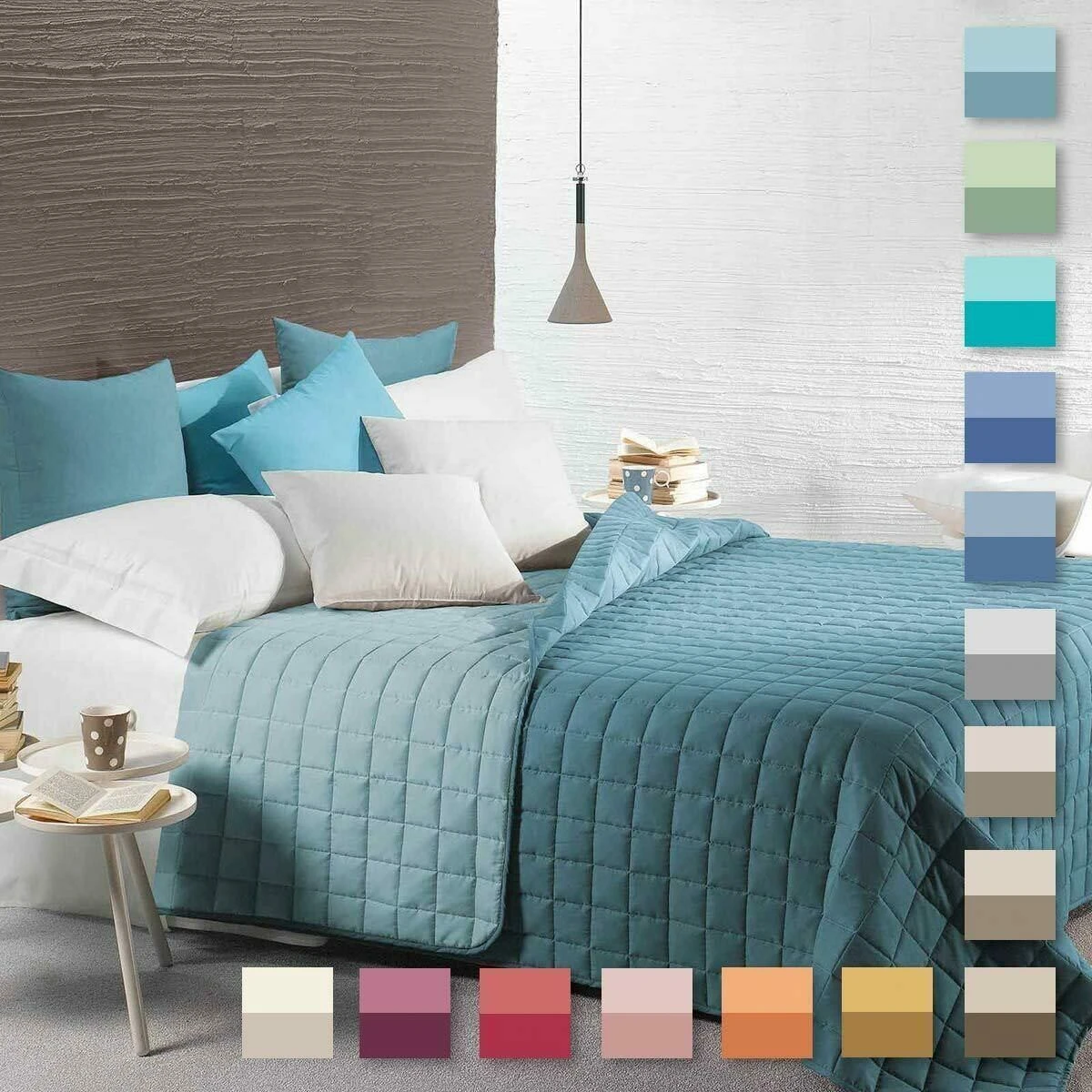 Copriletto Trapuntato Modern Caleffi Tinta Unita Bicolor - Dimensioni Varie S652 1 Copriletto Trapuntato Modern Caleffi Tinta Unita Bicolor - Dimensioni Varie S652