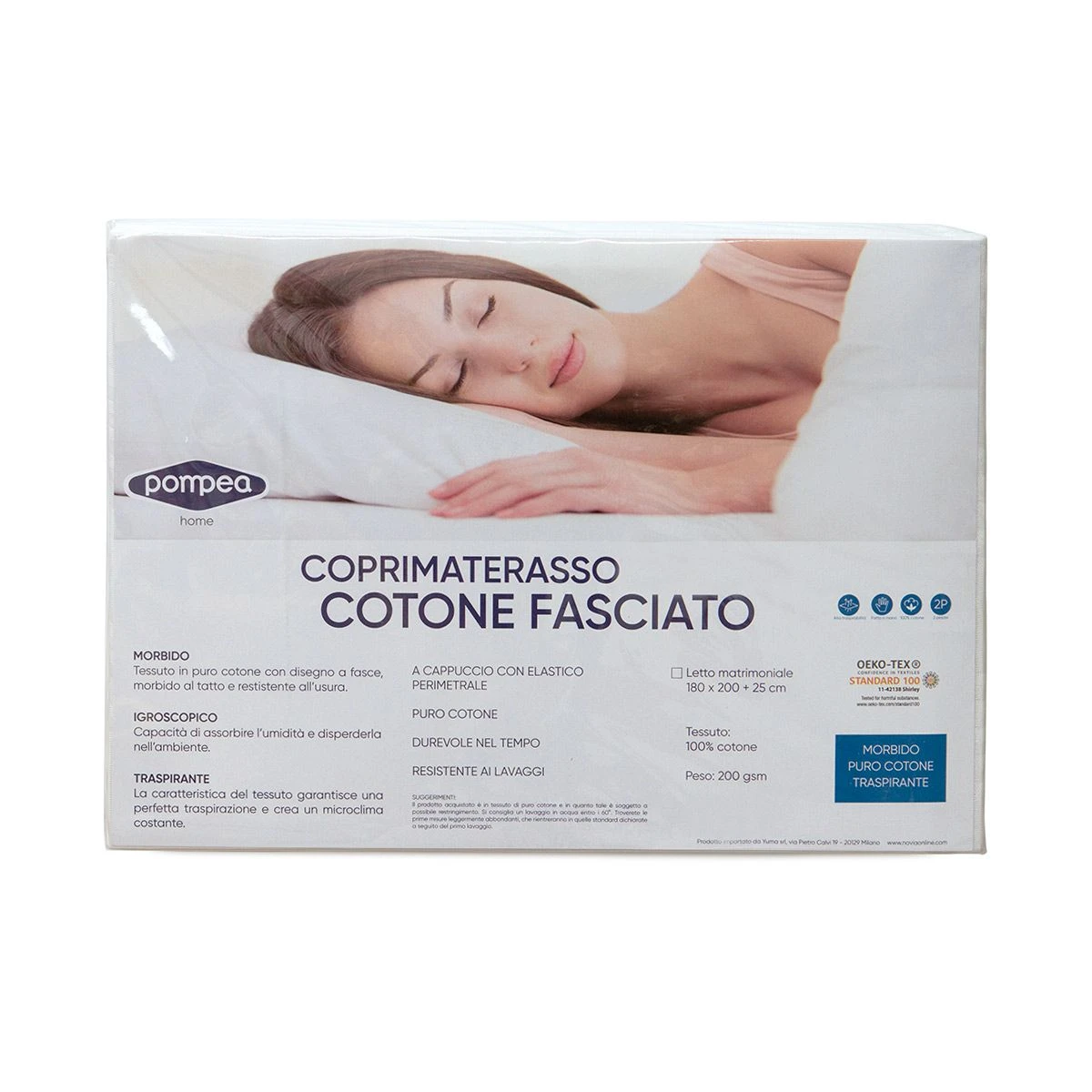 Coprimaterasso Pompea In Cotone Fasciato - Dimensioni Varie Z496 2 Coprimaterasso Pompea In Cotone Fasciato - Dimensioni Varie Z496 - immagine 2