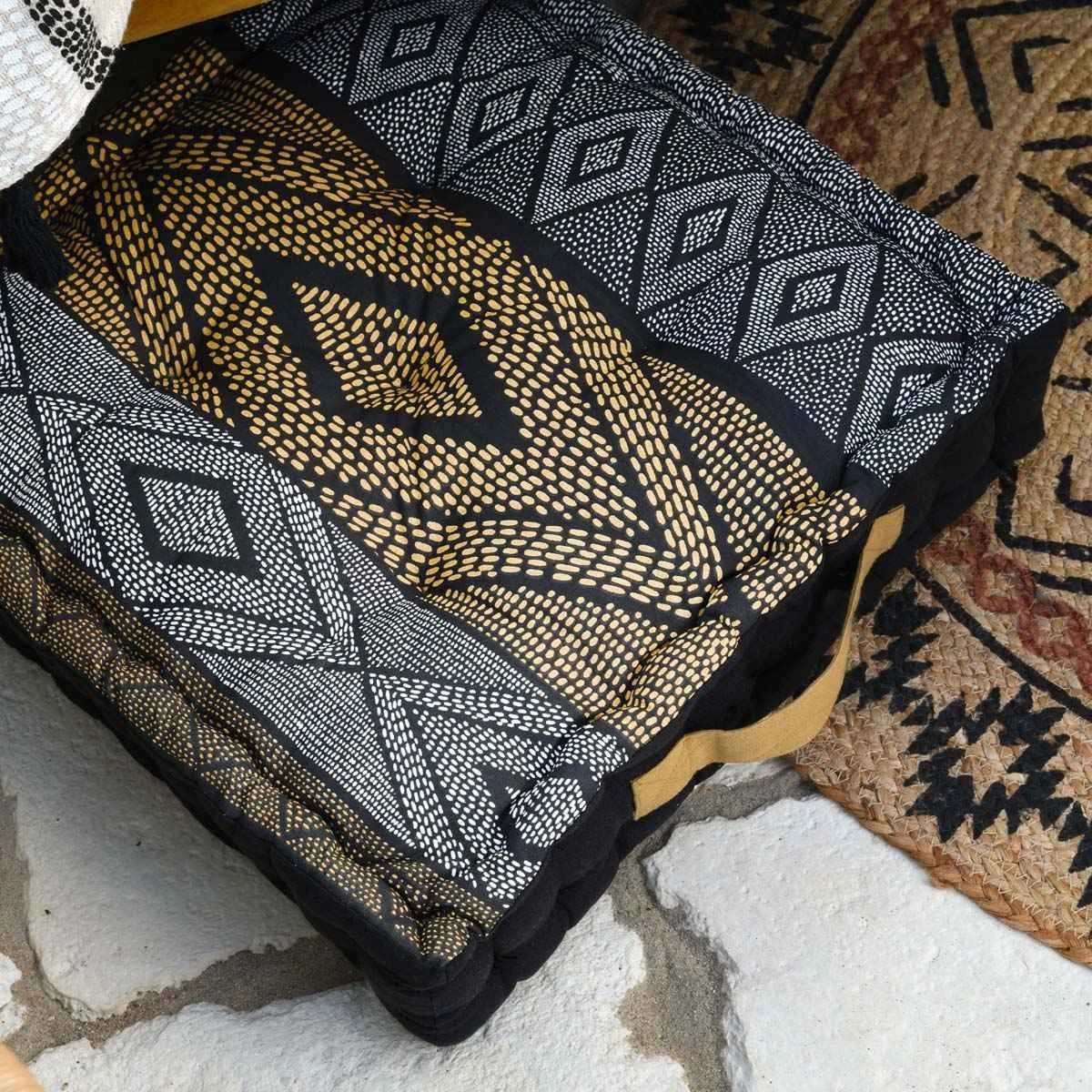 Cuscino Da Pavimento Ethnograf 45x45x10 Cm Con Manico J417 2 Cuscino Da Pavimento Ethnograf 45x45x10 Cm Con Manico J417 - immagine 2